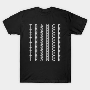 Trance Music Inspired T-Shirt - Repeating Word Art, Stylish Concert Attire, Ideal Gift for Electronic Music Enthusiasts T-Shirt